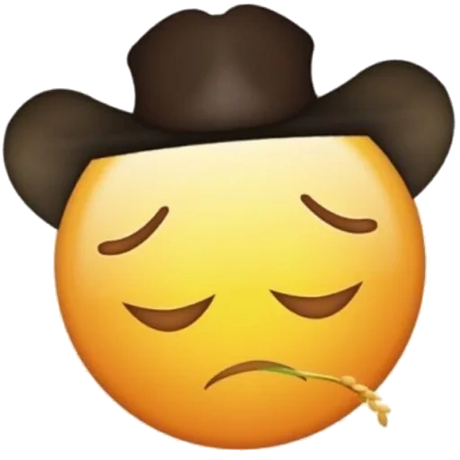 Telegram sticker  emoji sadness, emoji cowboy, smileik emoji, smileik cowboy, emoji is a sad cowboy,