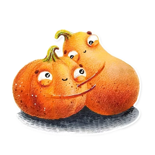 Telegram sticker  cute pumpkin, pear eye, cute pumpkin, funny fruit,