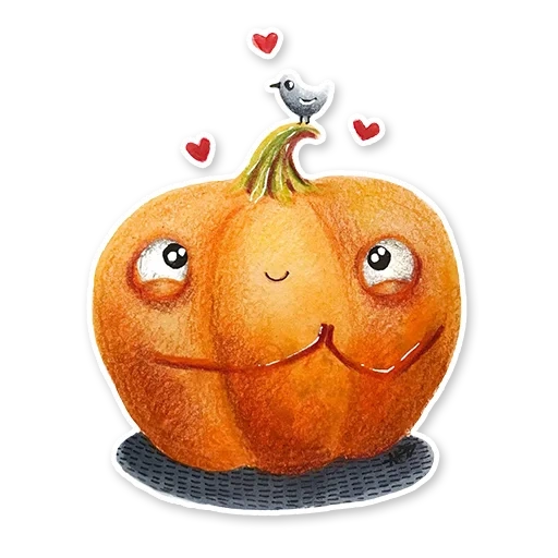 Telegram sticker  cute pumpkin, cute pumpkin, interesting gourd, gourd illustration,