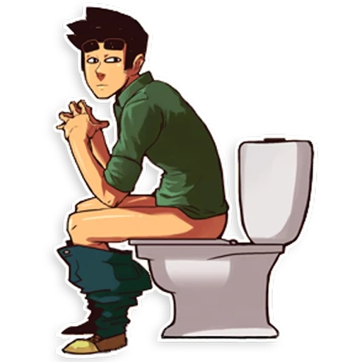 Telegram sticker  toilet, randowis, sits the toilet, the man is toilet, a man sits a toilet,