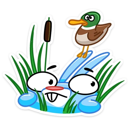 Telegram sticker  duck, bansi wave, duck reed pattern, bird and chicken cartoon,