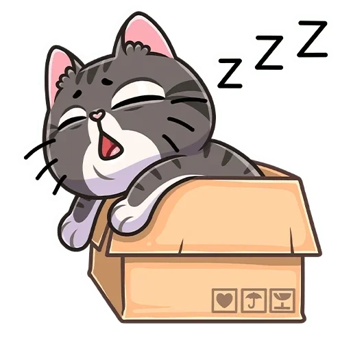 Telegram sticker  stray cat, snix cat, box cat, illustrated cat, cat box pattern,