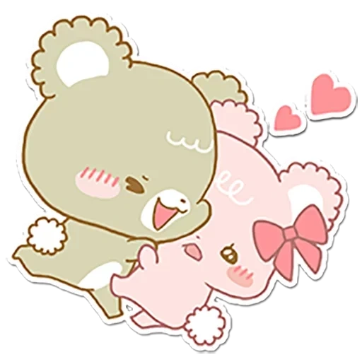 Telegram sticker  kawai, sweet bear, sweet bear, lovely red cliff figure painting,