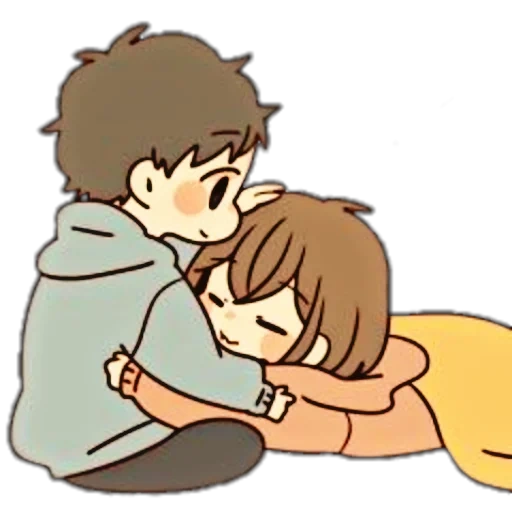 Telegram sticker  figure, lovely couple, anime lovers, chibi and his wife, lovely couple pattern,