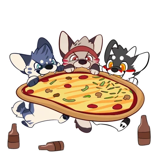 Telegram sticker  animation, pizza cat, cartoon pizza,