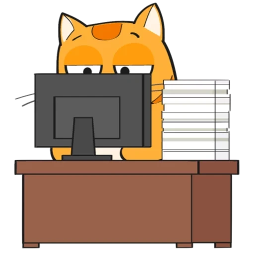Telegram sticker  red, facebook, red cat, a working cat,