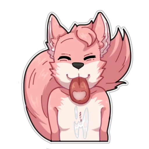 Telegram sticker  fox, cherry, marie kitsune,