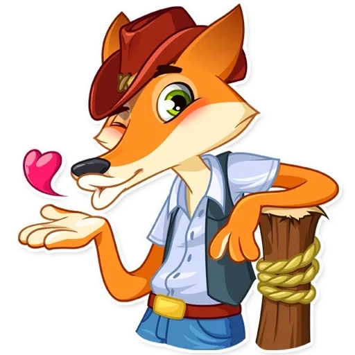 Telegram sticker  fox, fox, fox cowboy,