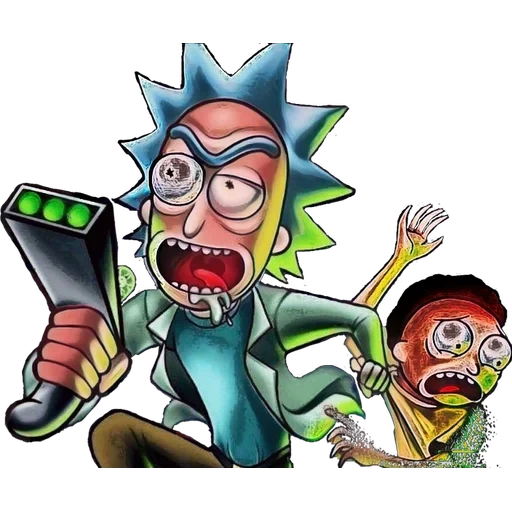 Telegram sticker  rick morty, a painting by rick morty, puff plus rickmoti electronic cigarette,