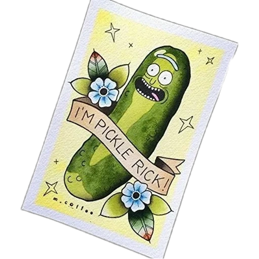 Telegram sticker  cucumber rick, morty cucumber, rick morty kimchi, cucumber rick series, cucumber rick tattoo sketch,