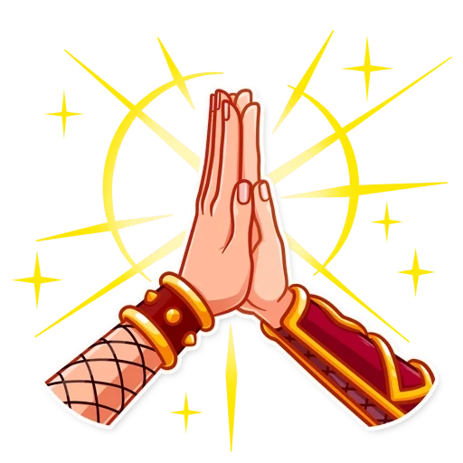 Telegram sticker  queen of the soldiers, smiley hands of a praying one,