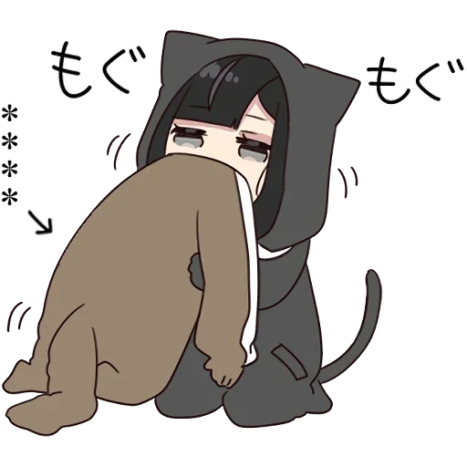 Telegram sticker  picture, yurudara-chan, anime drawings, anime characters, lovely anime drawings,