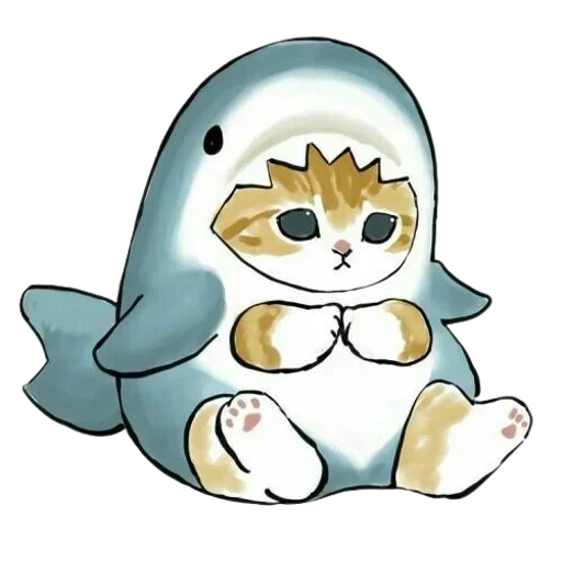 Telegram sticker  kitty shark, muff sand cat, cute animal patterns, cute animal pattern, cute animal patterns,