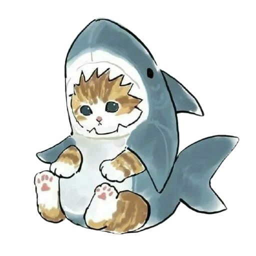Telegram sticker  aus, shark, cat shark, cat moford shark, cat shark tattoo,