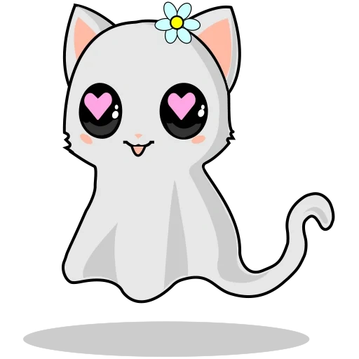 Telegram sticker  ghost, cute cartoon cat, sketch the cute kitten,