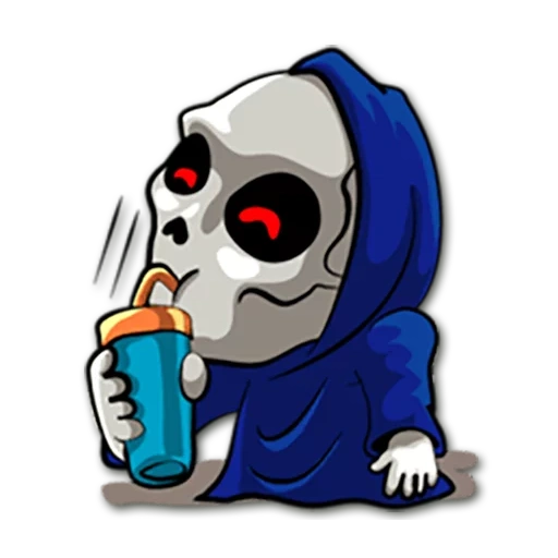 Telegram sticker  skull, skull slant, grim reaper, fictional character,