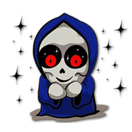 Telegram sticker  skull, figure, sad, grim reaper,