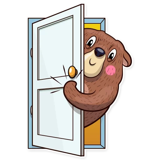 Telegram sticker  bear, bear window, the door is a bear, bear to the window, bear window vector,