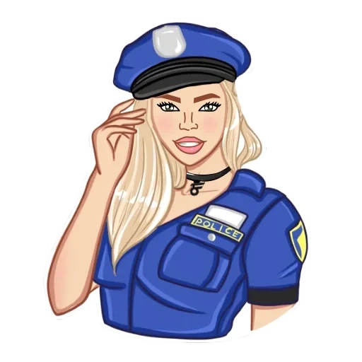 Telegram sticker  girl police art,