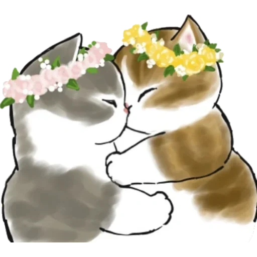 Telegram sticker  cute cats, drawings of cute cats,