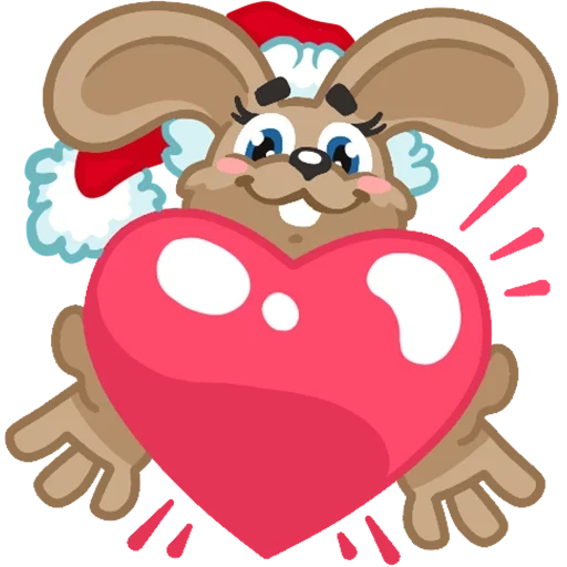 Telegram sticker  cheerful, lola rabbit rabbit, new year's, little rabbit holds a heart,