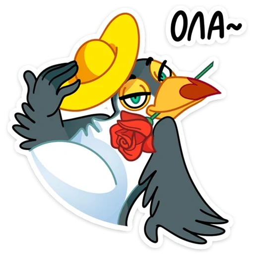 Telegram sticker  parker, animation, magpies and crows,
