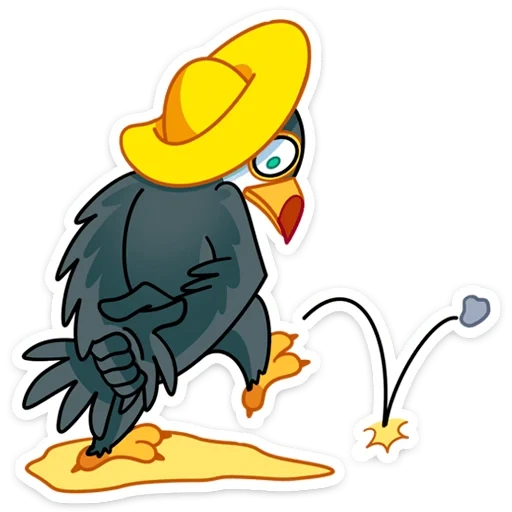Telegram sticker  birds, crow, look at crows with a magnifying glass, the learned crow, cartoon crow,