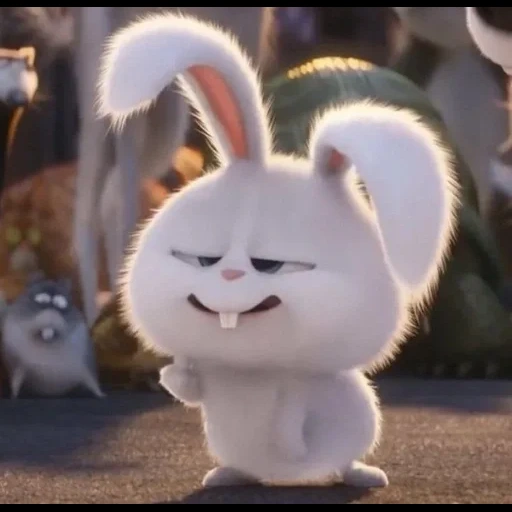 Telegram sticker  snowball, angry rabbit, rabbit snowball, running 5000 meters, smiley rabbit snowball cartoon,