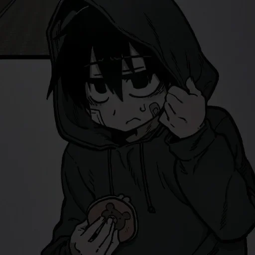 Telegram sticker  animation, figure, animation art, dark anime, sad boy anime,
