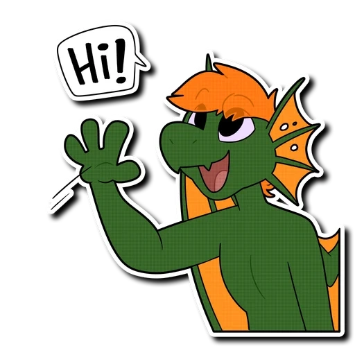 Telegram sticker  anime, dragon, tom opledsworld, happy frog fnaf 6, fictional character,