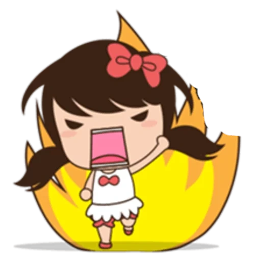 Telegram sticker  little girl, hello red cliff, girl cartoon,