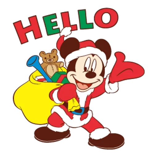 Telegram sticker  mickey mouse minnie, minnie mouse santa, mickey mouse santa, the characters of mickey mouse, mickey mouse santa claus,