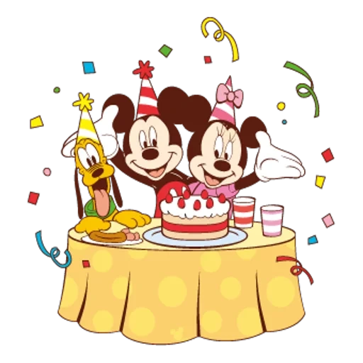 Telegram sticker  mickey mouse, birthday, mickey mouse minnie, mickey mouse birthday, mickey mouse oswald drawings,