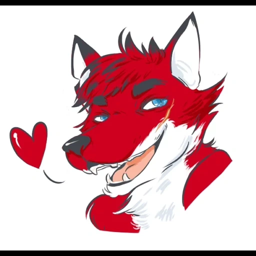 Telegram sticker  wolf, fox and wolf, good wolf, red wolf, anime wolf couple,