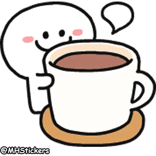Telegram sticker  coffee, kawai morning, lovely coffee, coffee cup, cartoon coffee,