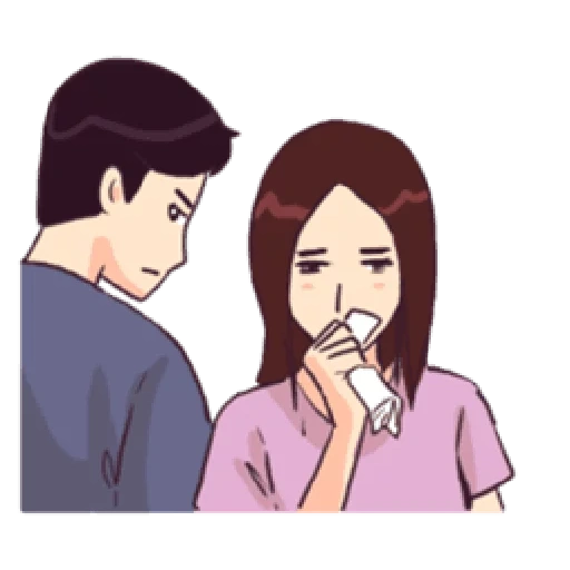 Telegram sticker  asian, lovely couple, couple painting, the relationship, fictional character,