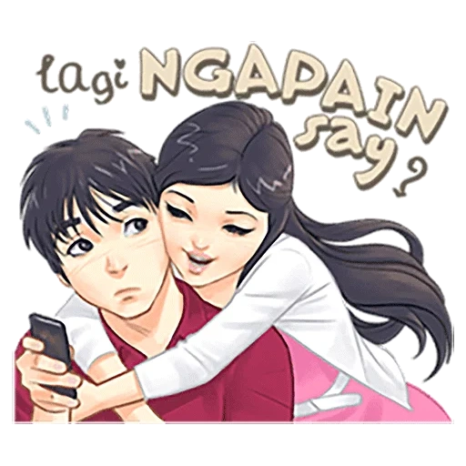 Telegram sticker  lovely cartoon, true love story, couple painting, anime watsap love, luwo sasa english language line,