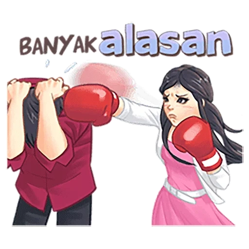 Telegram sticker  girl, boxing girl, luwo sasa line, kanata ishizue, female boxing animation,