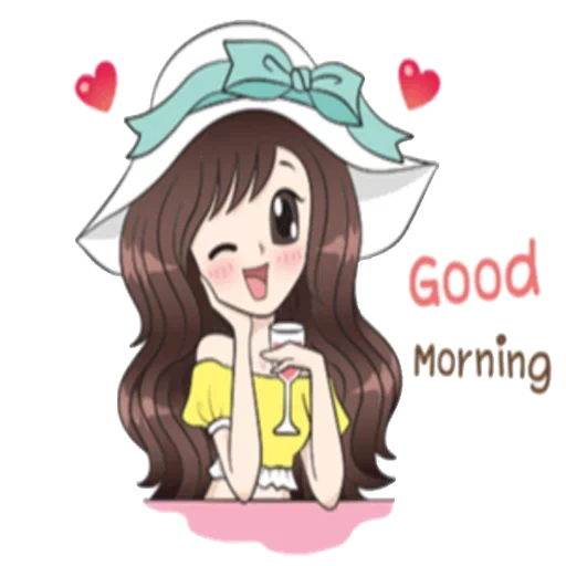 Telegram sticker  picture, good morning, anime cute, good morning, anime cute drawings,