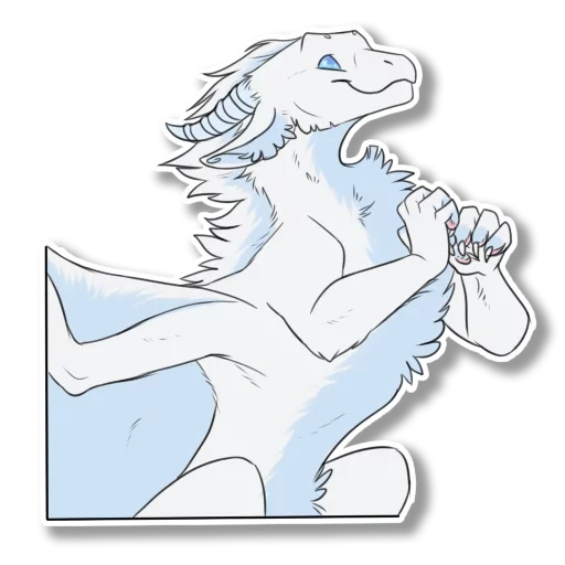 Telegram sticker  anime, dragons, antro dragon line, furry is a white dragon, white dragon cartoon,