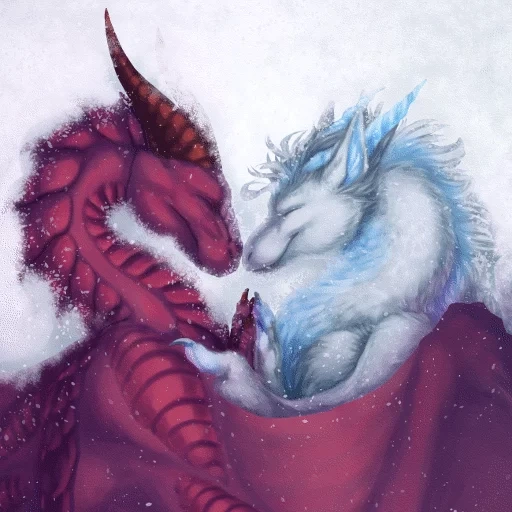 Telegram sticker  the dragon, fox dragon, the dragon of love, the dragon is kind, fantasy creatures,