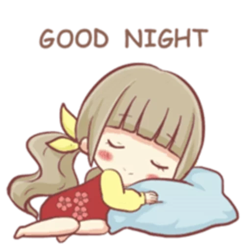 Telegram sticker  chibi, picture, good night, good night sweet,