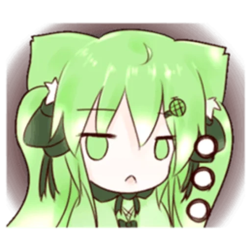 Telegram sticker  anime art, anime drawings, anime characters, enkida faith chibi, hatsuna miku with green hair,
