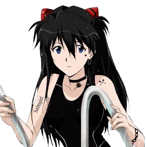 Telegram sticker  asuka goth, anime girl, anime girl, cartoon character, cartoon girl,