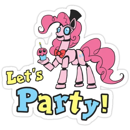 Telegram sticker  pinky pie, pinky fnap, pinky pai freddy, pinky pai animatronika, my little pony pinkie pie,