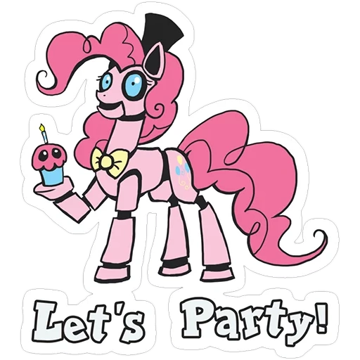 Telegram sticker  pinky pie, pinky pai freddy, pinky pai ponya fnaf, pinky pai animatronika, pony animatronika pink,