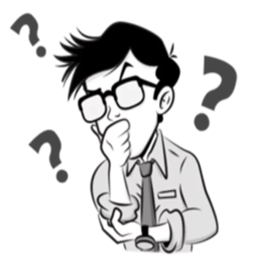 Telegram sticker  human, doubt, illustration, thinking people, a thoughtful person,