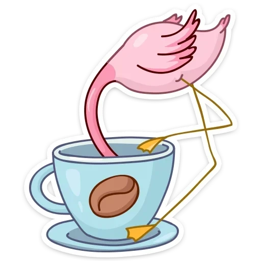 Telegram sticker  a cup, a cup of tea, a cup of coffee, flamingo ayo, cartoon tea cups saucers,