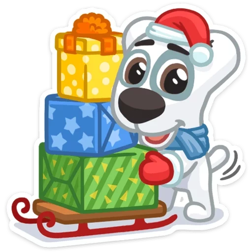 Telegram sticker  spotty, spotty the dog, new year's spotty,
