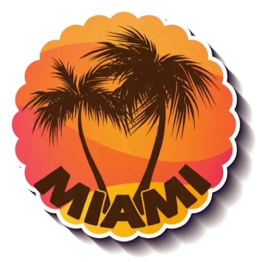 Telegram sticker  beach vector, miami sticker, palm adobe illustrator,